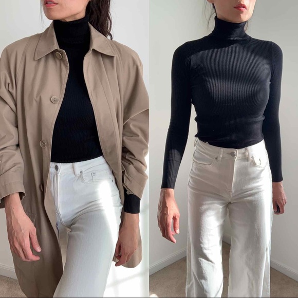 BLACK HIGH NECK SLIM FIT SWEATER TOP - Picture 4 of 13